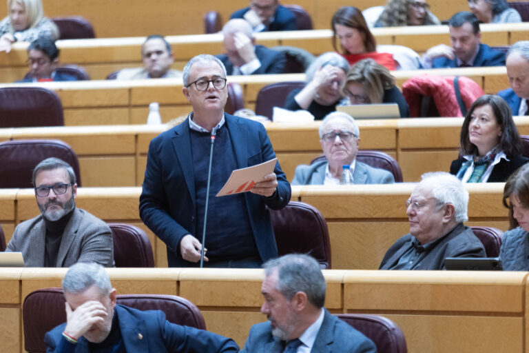 El senador Gaseni alerta el ministre Planas que l’acord amb Mercosur “és incompatible amb la sobirania alimentària” Jordi Gaseni, senador d’Esquerra Republicana, intervenint durant una sessió de control al Senat.