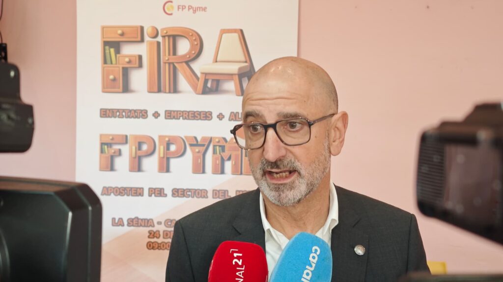 Josep Ferré durant una entrevista a la fira FP PYME a la Sénia, Terres de l'Ebre.