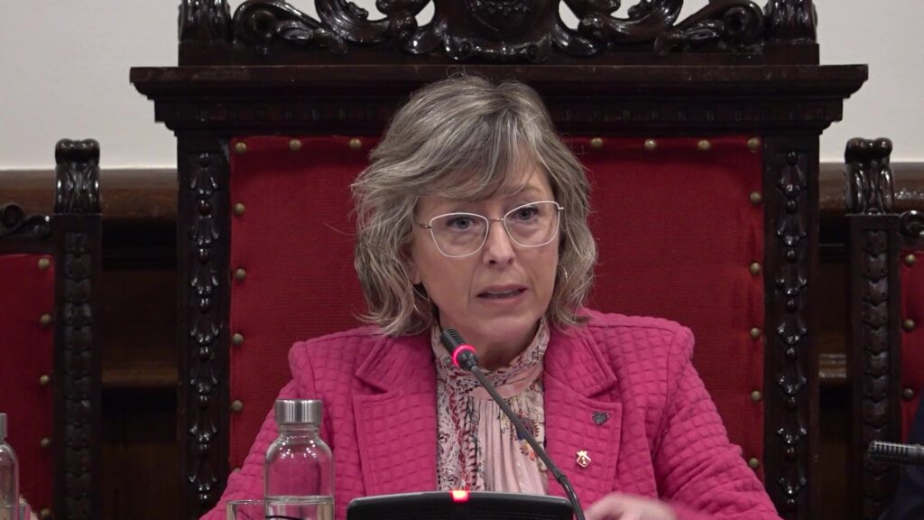Mar Lleixà, alcaldessa de Tortosa, presidint el ple municipal a l'Ajuntament de Tortosa, Baix Ebre.