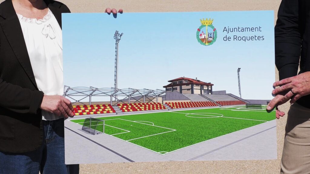 Maqueta del projecte de remodelació de l'Estadi Municipal de Roquetes, Baix Ebre.
