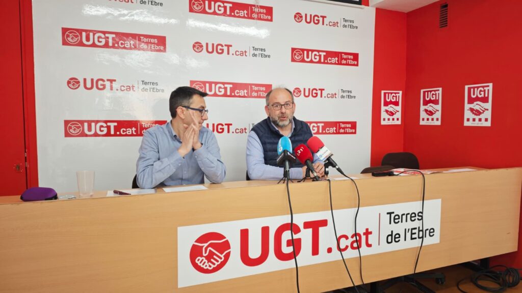 Roda de premsa de la UGT Terres de l'Ebre a Tortosa sobre l'absentisme laboral.