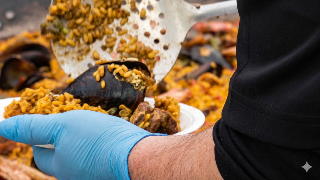 Plat d'arròs i marisc servit durant la Festa de l'Ecoturisme a Amposta, Montsià.