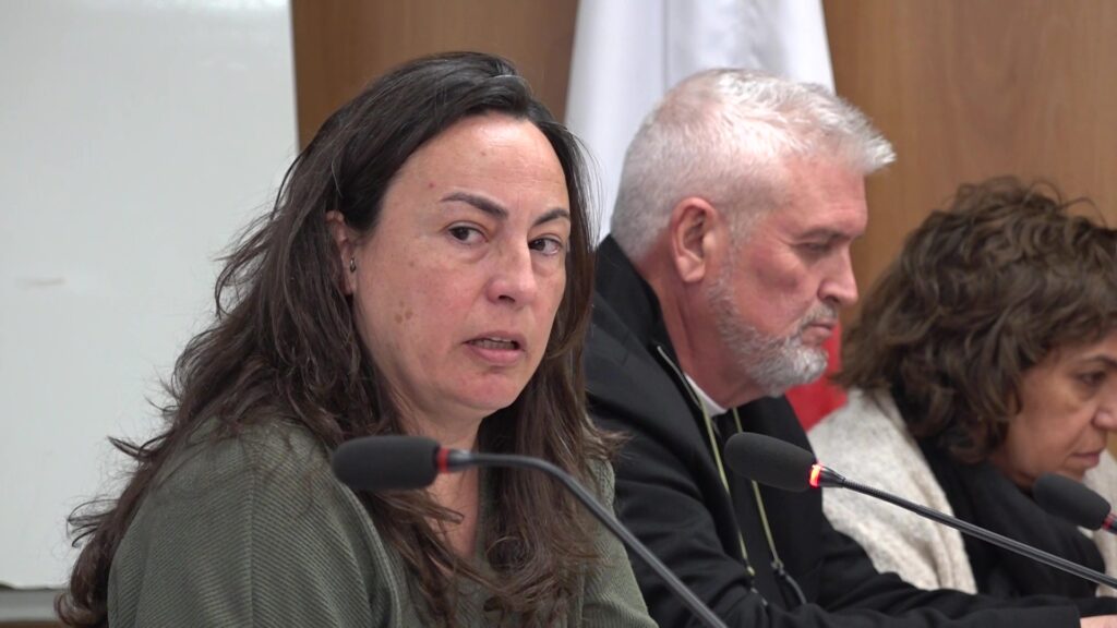 La regidora Ana Aragón durant una roda de premsa a l'Ajuntament de l'Ametlla de Mar, al Baix Ebre.
