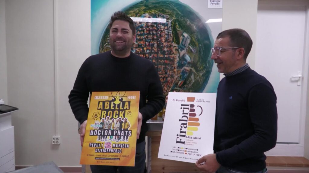 El Perelló celebra la 146a Firabril amb la mel i l’oli com a grans protagonistes Samuel Ferré i Rubén Cano presentant els cartells de Firabril i Abella Rock 2026 al Perelló.