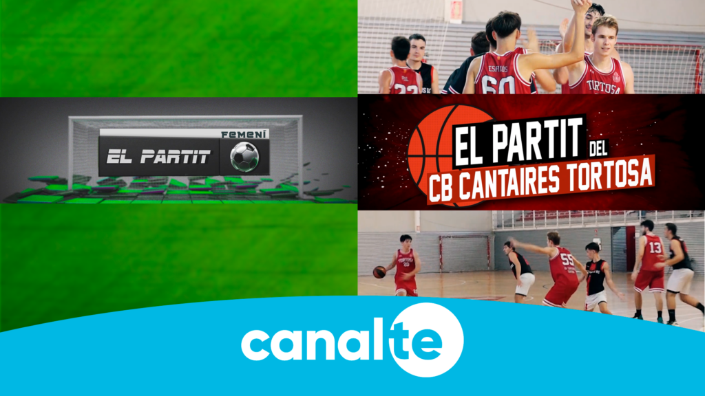 Imatge promocional de la programació esportiva de Canal TE amb el bàsquet del CB Cantaires Tortosa i el futbol femení a les Terres de l'Ebre.