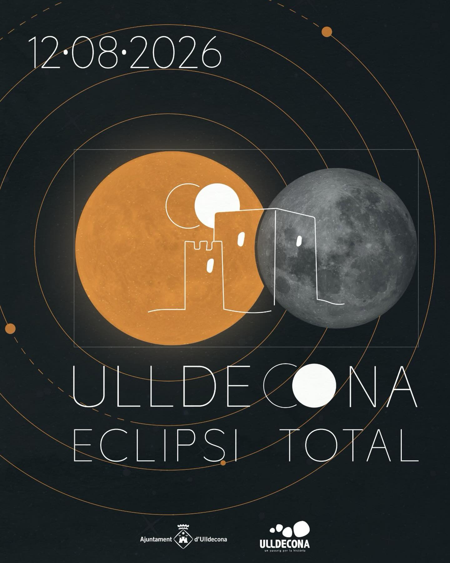 Cartell oficial de l'Eclipsi Total de Sol del 12 d'agost de 2026 a Ulldecona, Terres de l'Ebre.