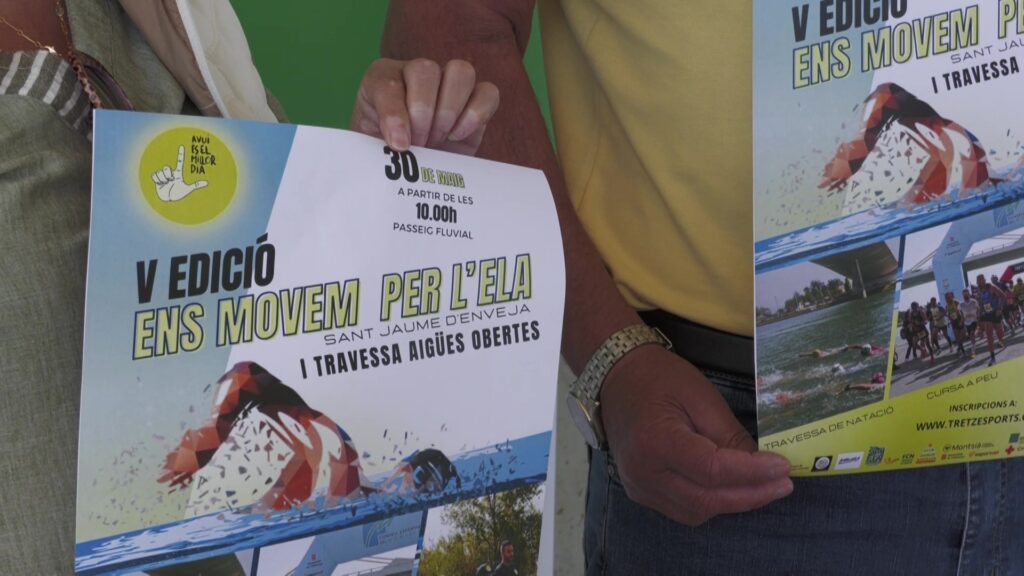 Cartell oficial de la cinquena edició d'Ens movem per l'ELA a Sant Jaume d'Enveja.