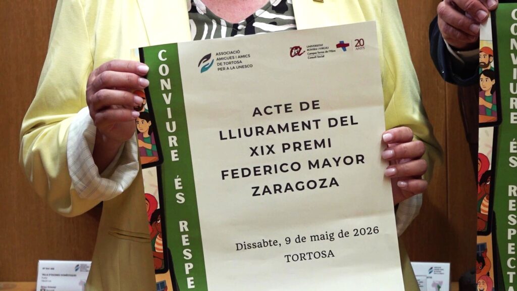 L’Institut Dertosa acull aquest dissabte el lliurament del 19è Premi Federico Mayor Zaragoza amb 92 vídeos presentats i 18 guardons Cartell oficial del 19è Premi Federico Mayor Zaragoza a Tortosa, Terres de l'Ebre.