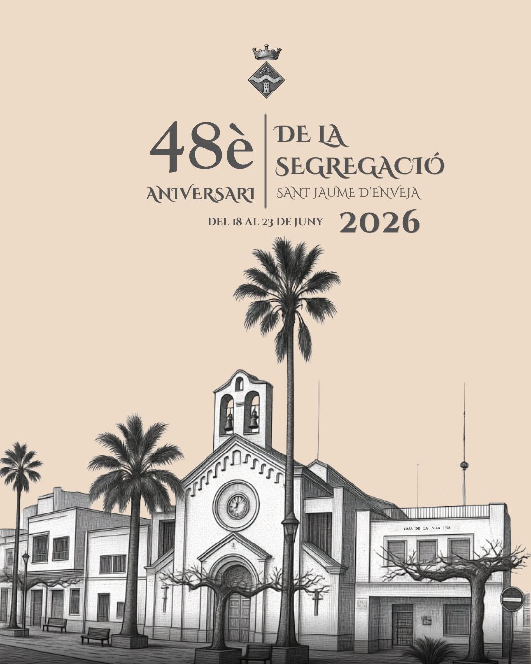 Cartell oficial del 48è Aniversari de la Segregació a Sant Jaume d'Enveja, comarca del Montsià.