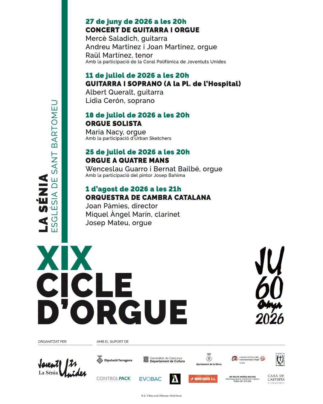 Concert d'orgue i guitarra a l'església de Sant Bartomeu de la Sénia dins del XIX Cicle d'Orgue.
