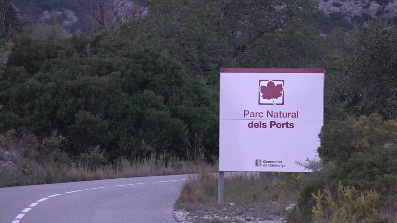 Senyal d'entrada al Parc Natural dels Ports a les Terres de l'Ebre