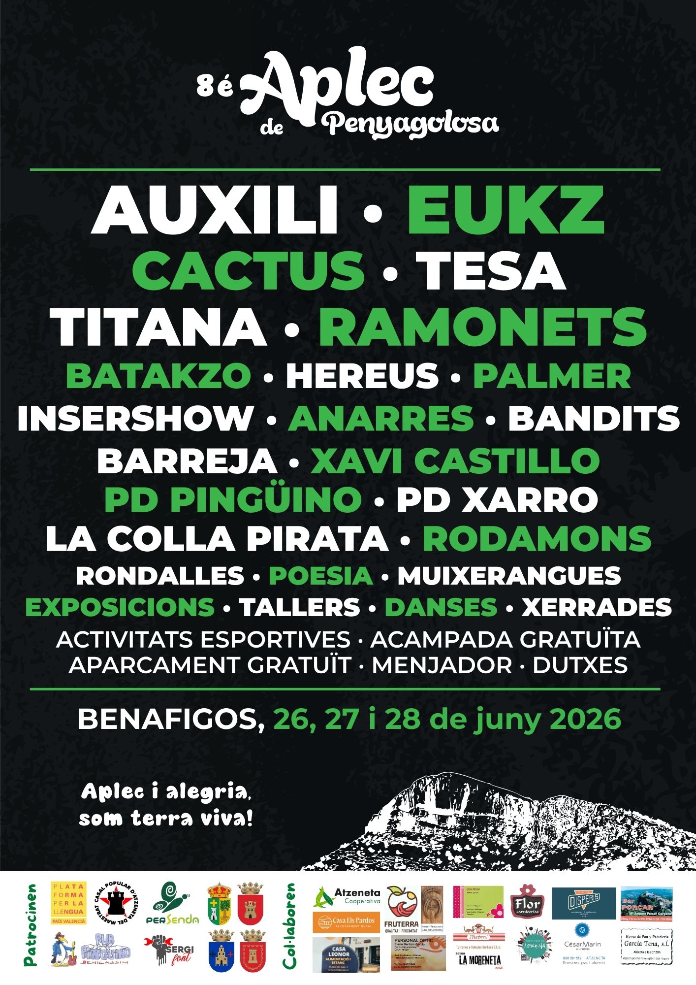 Cartell oficial del 8é Aplec de Penyagolosa a Benafigos, comarca de l'Alcalatén.