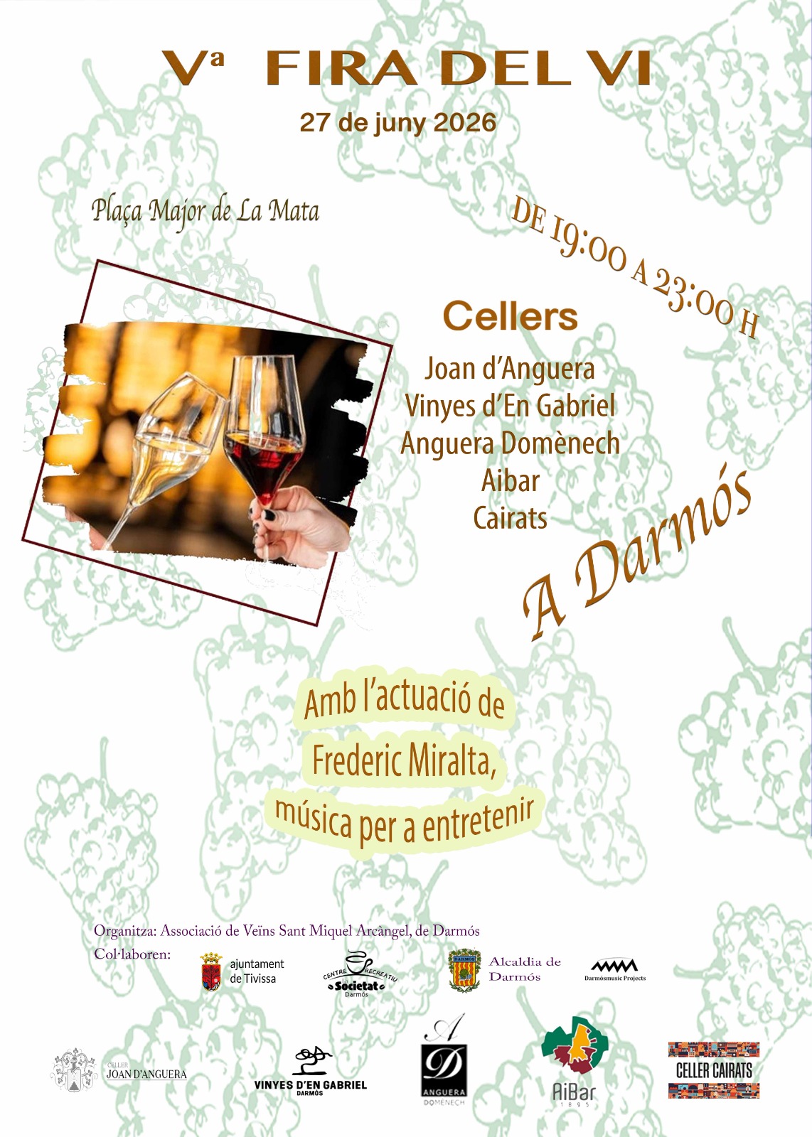 Cartell oficial de la Va Fira del Vi a la plaça Major de la Mata de Darmós, municipi de Tivissa.