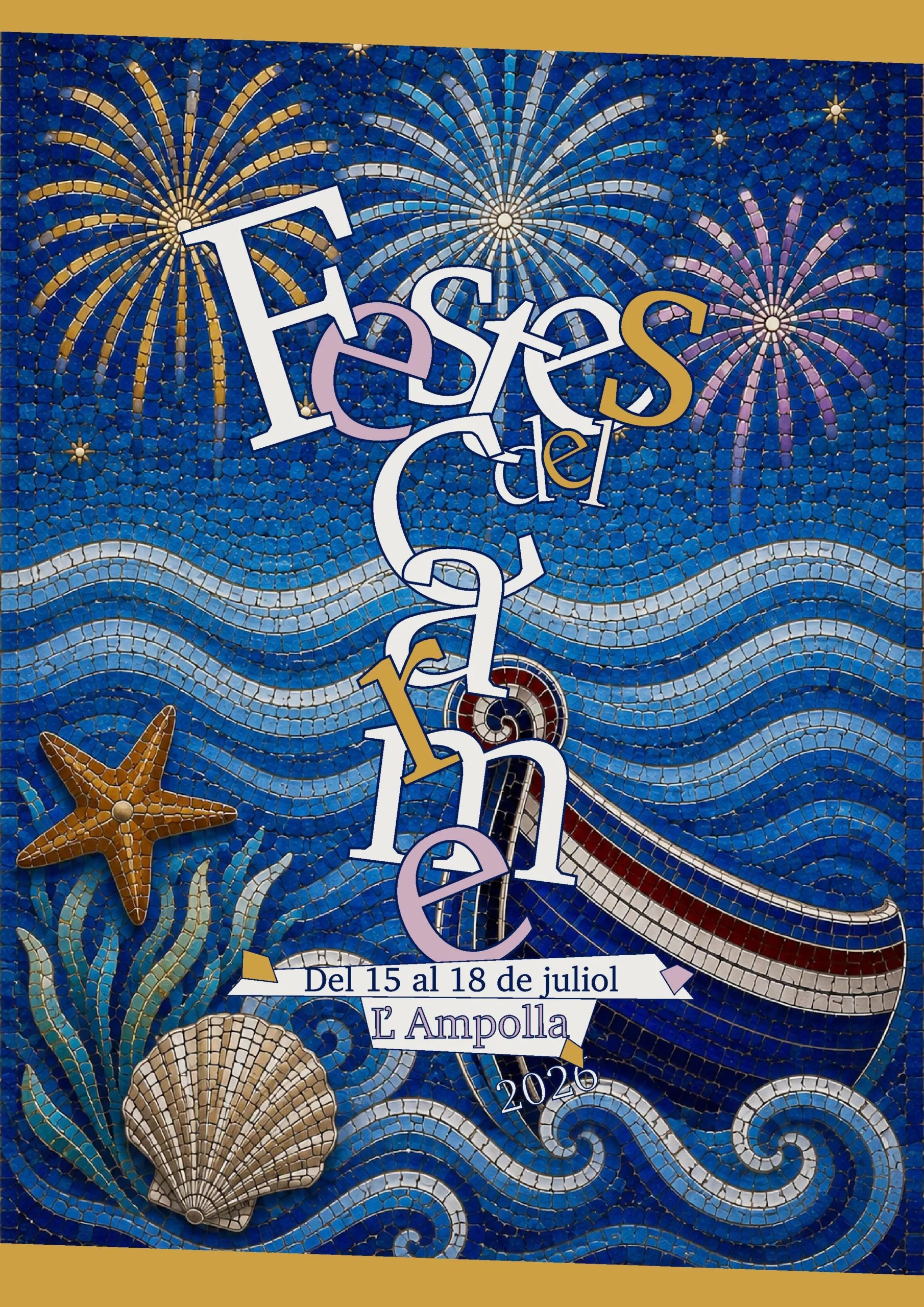 Cartell oficial de les Festes del Carme de l'Ampolla 2026 a la comarca del Baix Ebre.