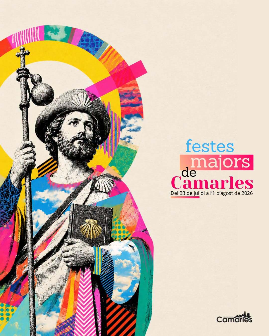 Cartell oficial de les Festes Majors de Camarles de l'any 2026, celebrades al Baix Ebre.