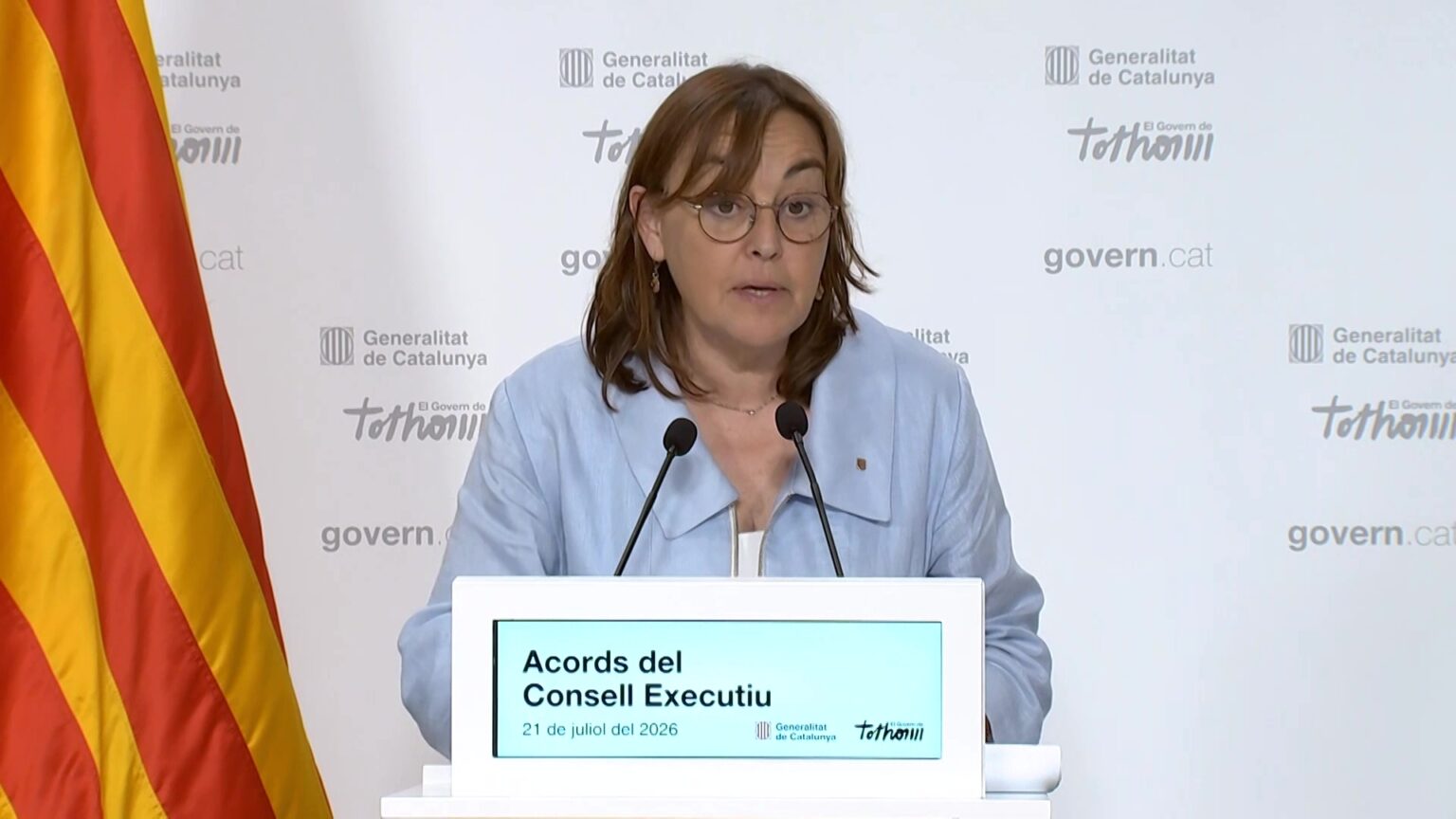 El Govern compra 20MW de potència addicional per fer viable la gigafactoria d’IA La consellera portaveu, Sílvia Paneque, durant la roda de premsa del Consell Executiu sobre la gigafactoria a la Ribera d'Ebre