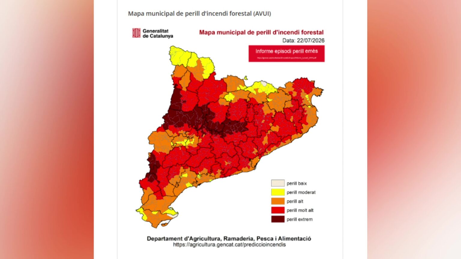 Mapa del risc d'incendi forestal a Catalunya i les Terres de l'Ebre