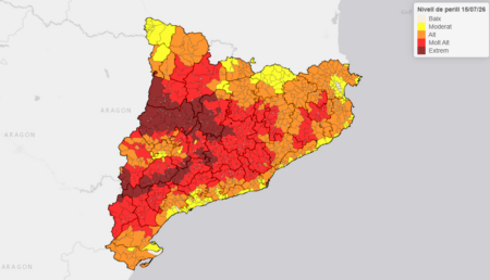 Mapa del nivell de perill d'incendis creat per la Generalitat.