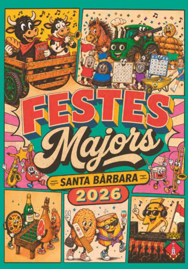 Il·lustració a tot color de la portada del programa oficial de les Festes Majors de Santa Bàrbara 2026.